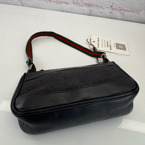 Rare Gucci Black Denim Web Vintage Baguette Bag - Picture 6 of 12